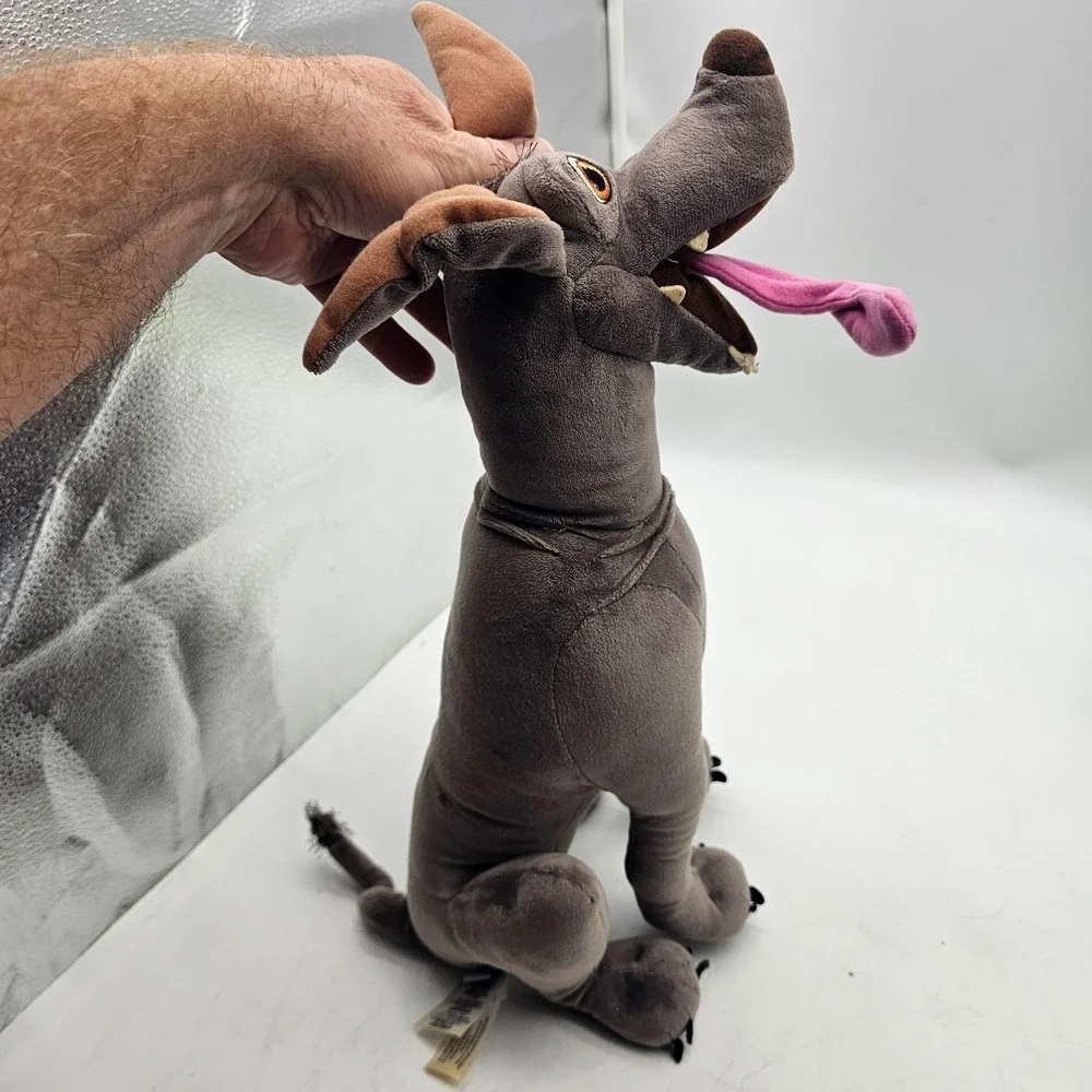 Disney Store Gray Dog Plush Stuffed Animal Toy Medium Pink Tongue Cute